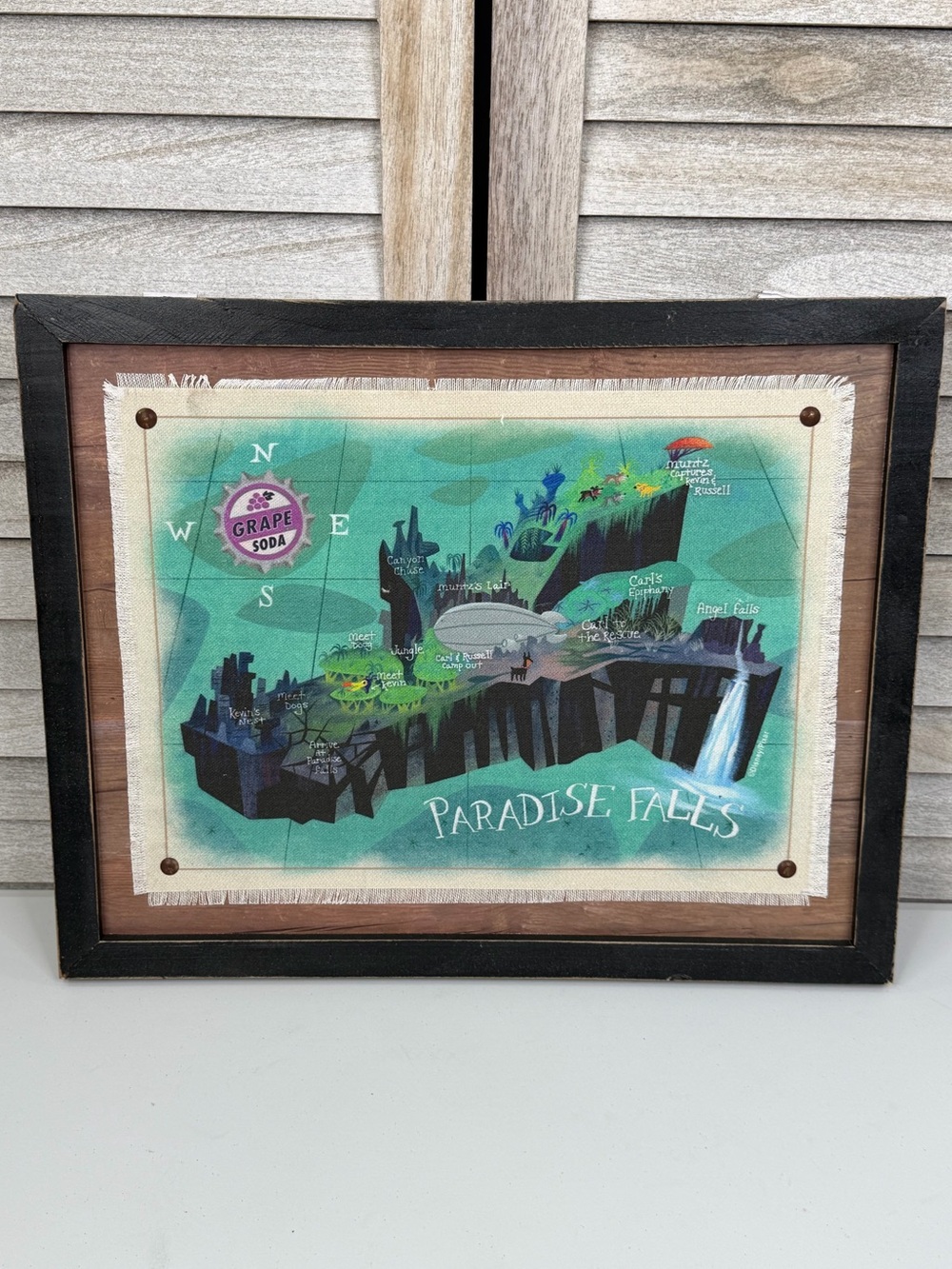 DISNEY/PIXAR Up Paradise Falls Canvas Framed Map Wall Decor